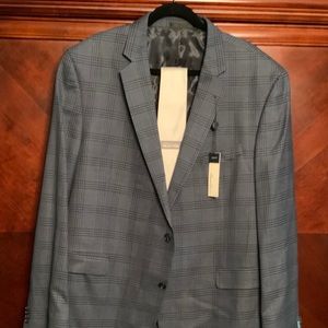 KENNETH COLE WOOL BLUE PLAID BLAZER US SIZE 50L